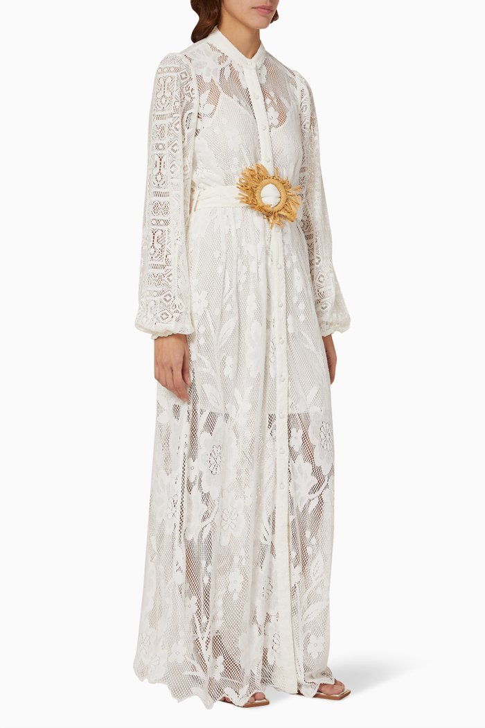 

Nysa Maxi Dress in Floral Net Cotton, Neutral
