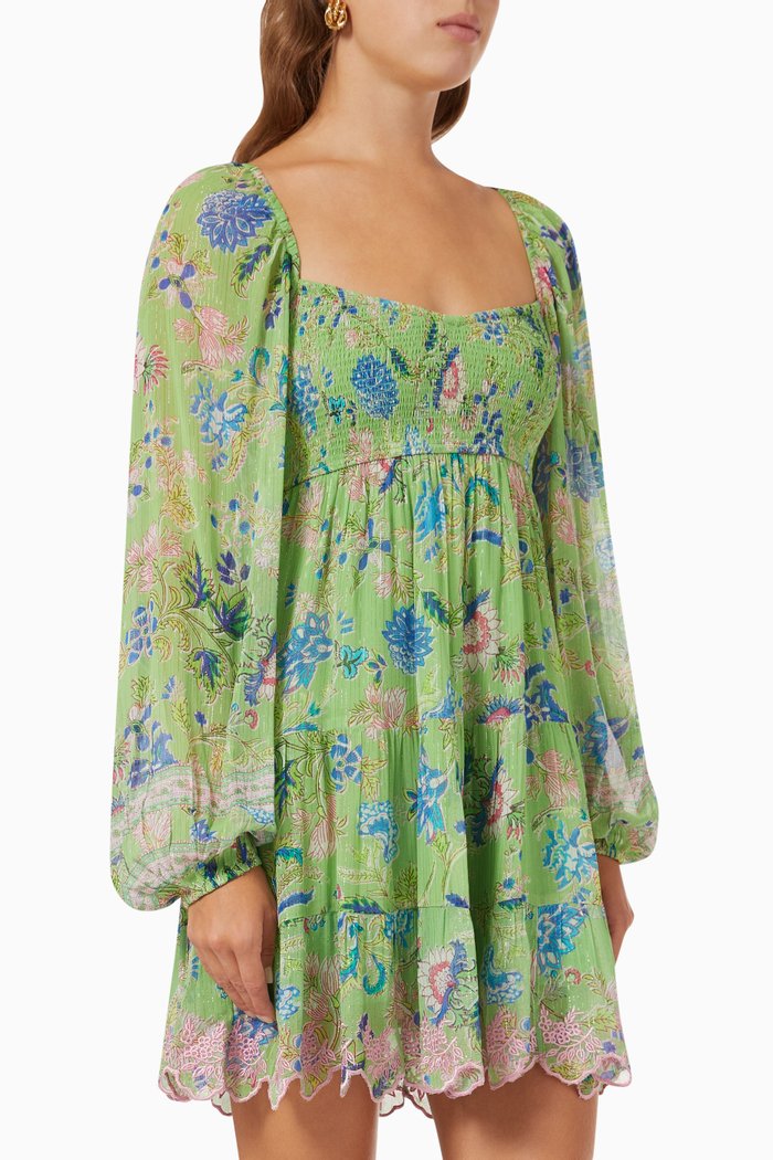 

Smocked Mini Dress, Green