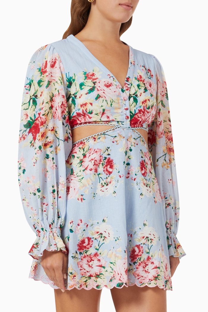 Cut-out Mini Dress, Blue