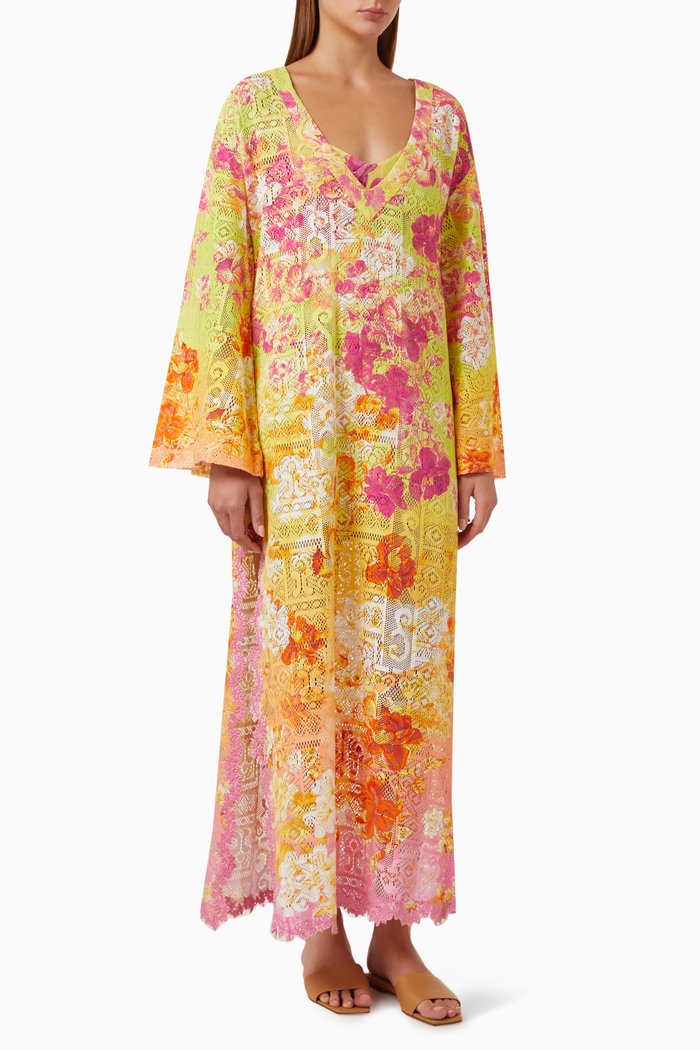 Auril Coverup Maxi Dress in Cotton-nylon, Yellow