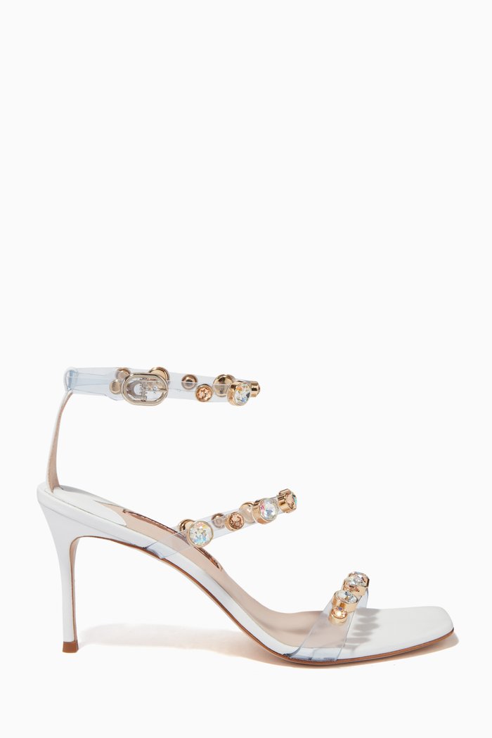 

Rosalinda Heel Sandals in Smooth Leather, White