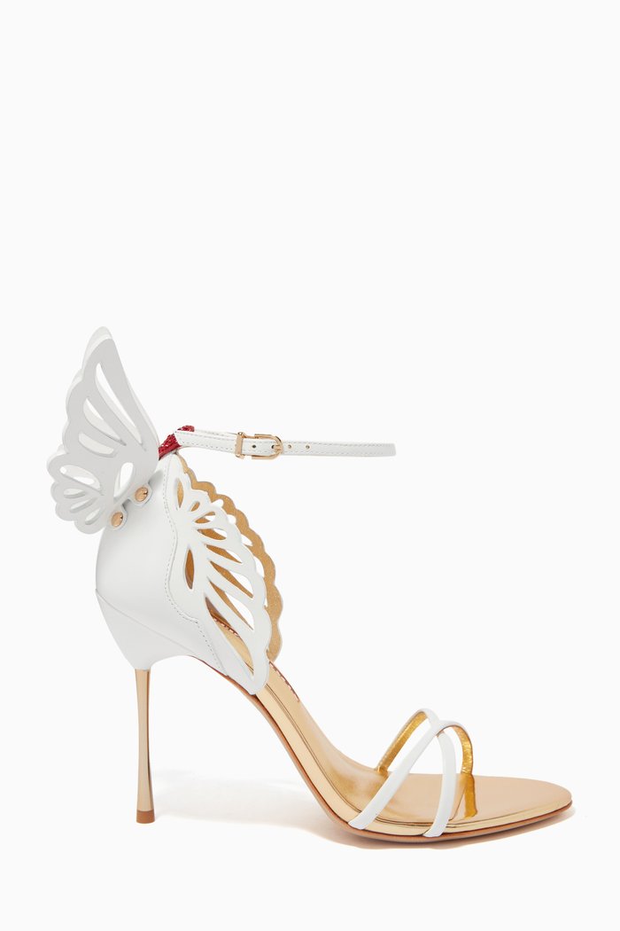

Heavenly 100mm Heel Sandals in Metallic Leather, Gold