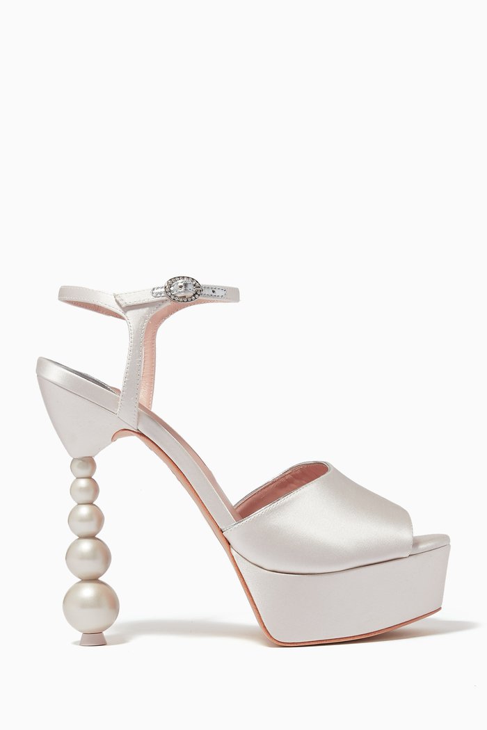 

Natalia Perla 140 Platform Sandals in Satin, White