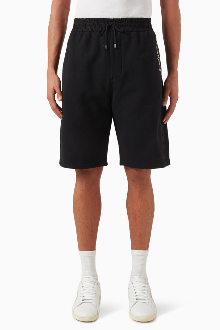 

Logo Bermuda Shorts in Cotton Fleece, Black