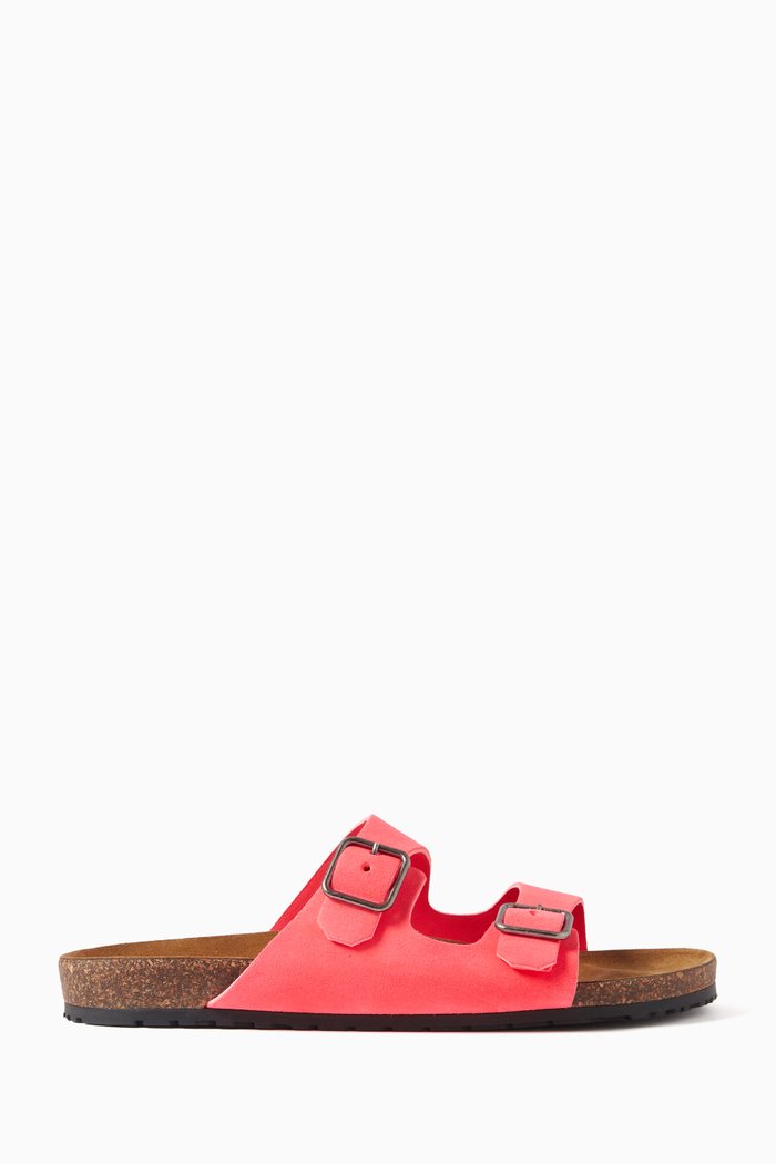 

Jimmy Slide Sandals in Smooth Leather, Pink