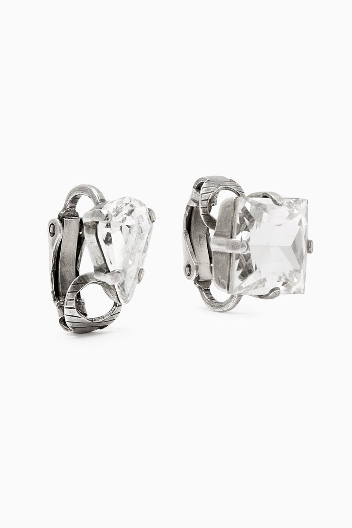 

Rhinestone Asymmetrical Ear Clips in Metal, Silver
