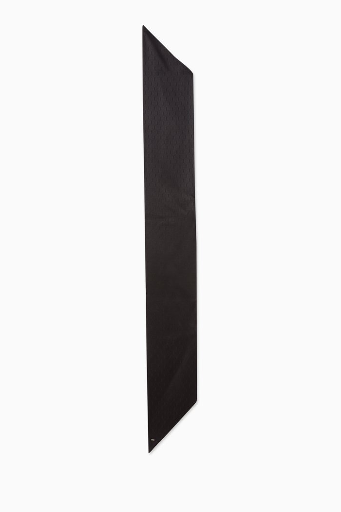 Lavallière Neck Tie in Cassandre Silk Jacquard, Black