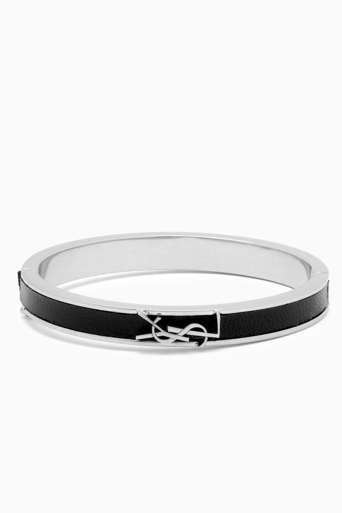 

Opyum Bracelet in Leather & Metal, Black