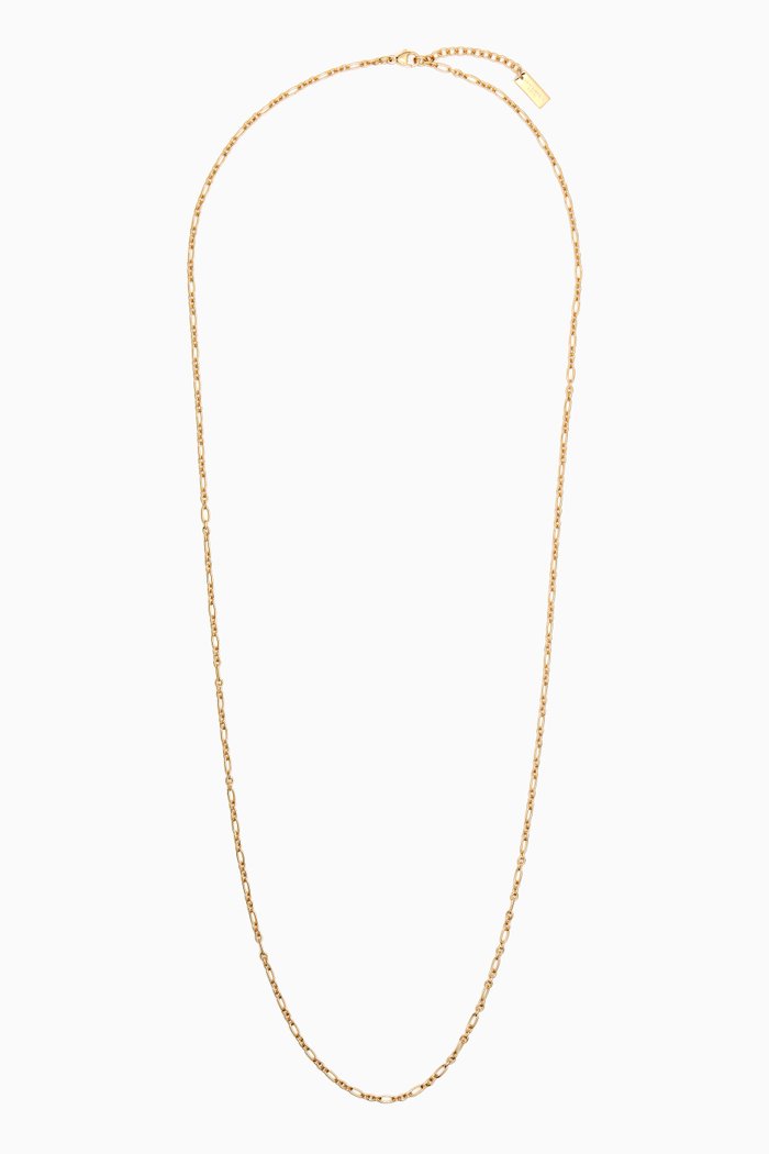Long Parallel Figaro Chain Necklace in Metal, Gold