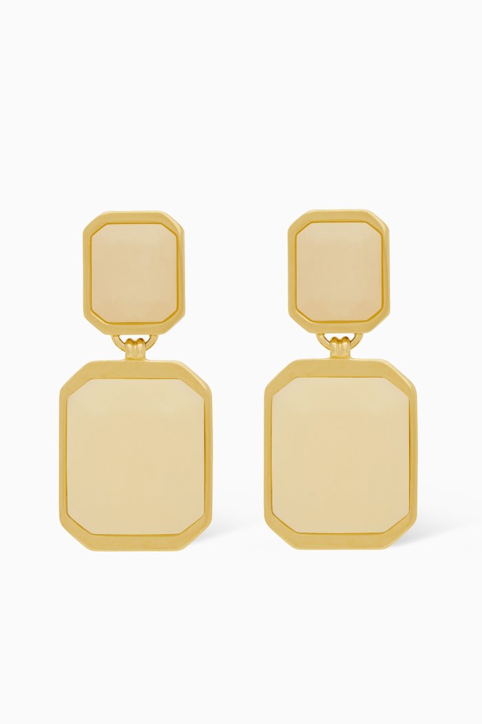 

Octagon Earrings in Metal and Resin, White