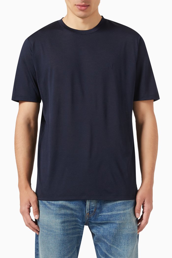 

Cassandre T-shirt in Wool & Silk, Blue