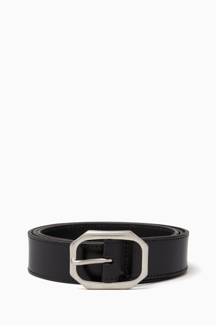 

Frame Buckle Belt in Leather, Black