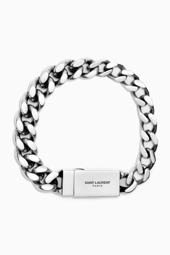

Logo-engraved Curb Chain Bracelet, Silver