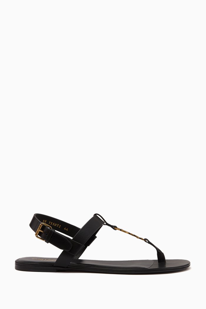 

Cassandre Flat Sandals in Smooth Leather, Black