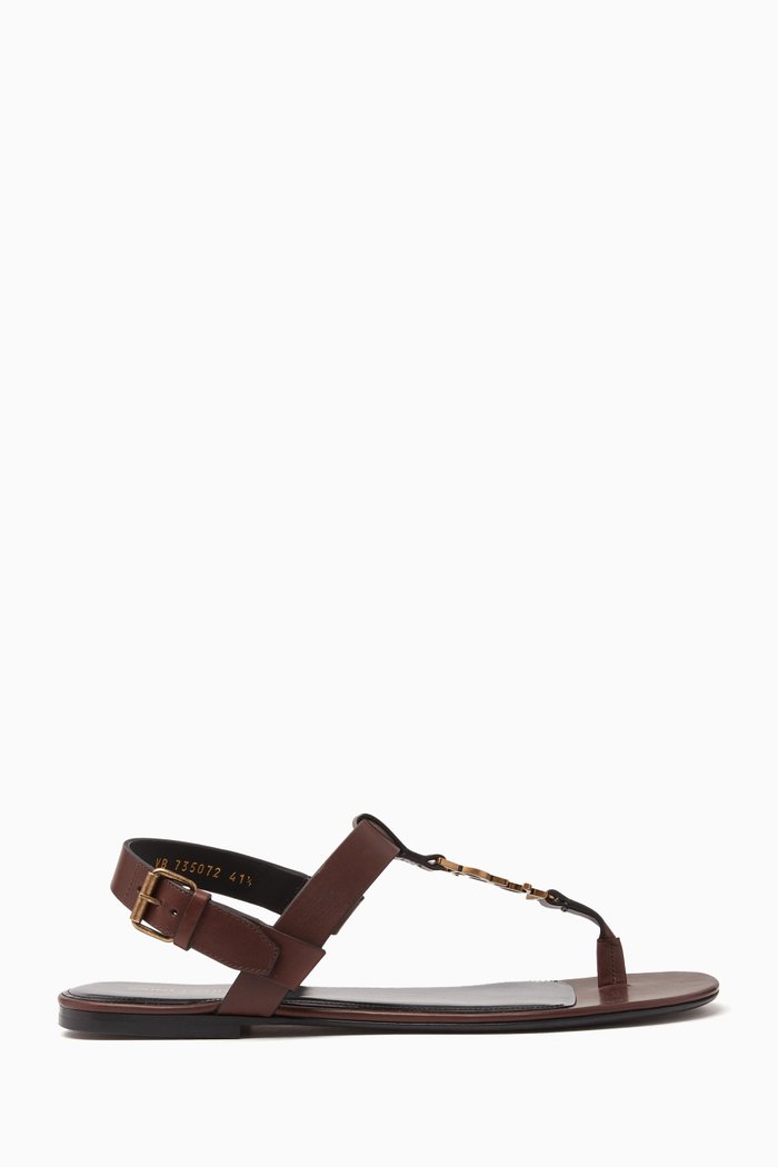 

Cassandre Logo-detail Sandals in Leather, Brown