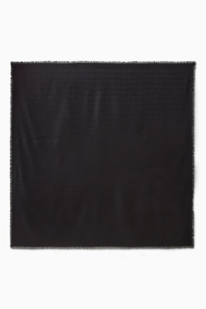 

SAINT LAURENT Large Square Scarf in Silk & Wool Jacquard, Black