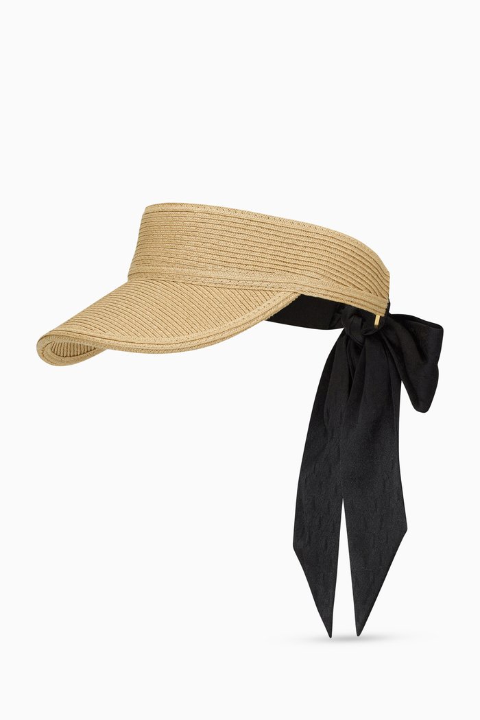

Visor with Scarf in Straw & Silk, Neutral
