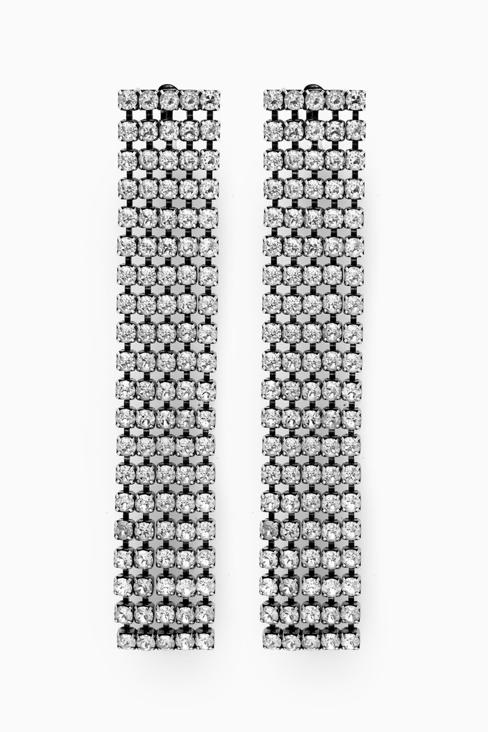 

Bulky Rhinestone Earrings in Metal, Silver