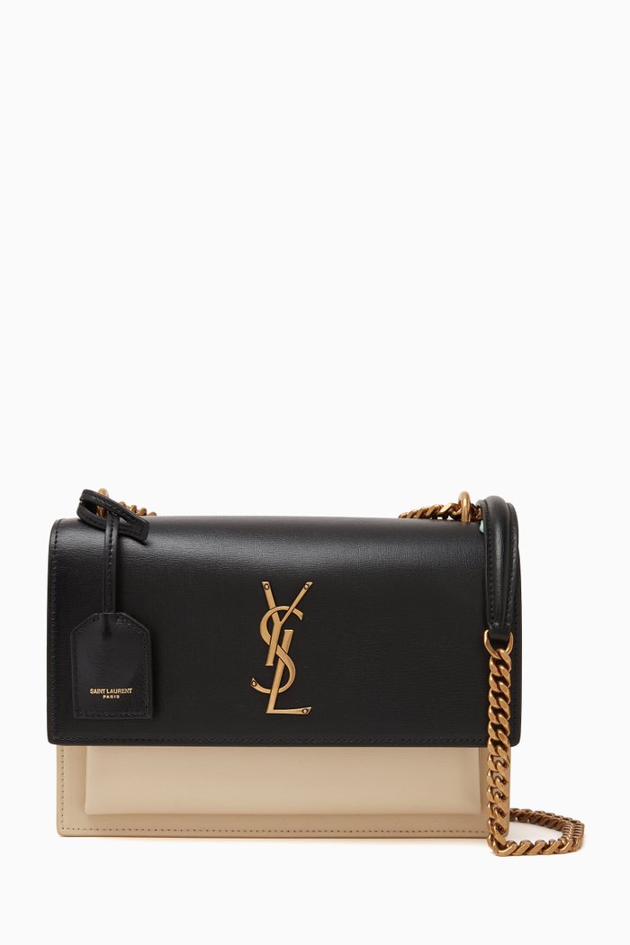 

Sunset Medium Chain Bag in Leather, Black