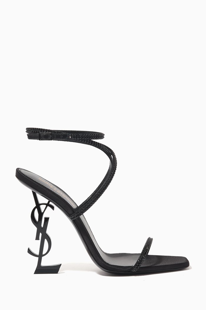 

Opyum 110 Rhinestone Sandals in Crepe Satin, Black