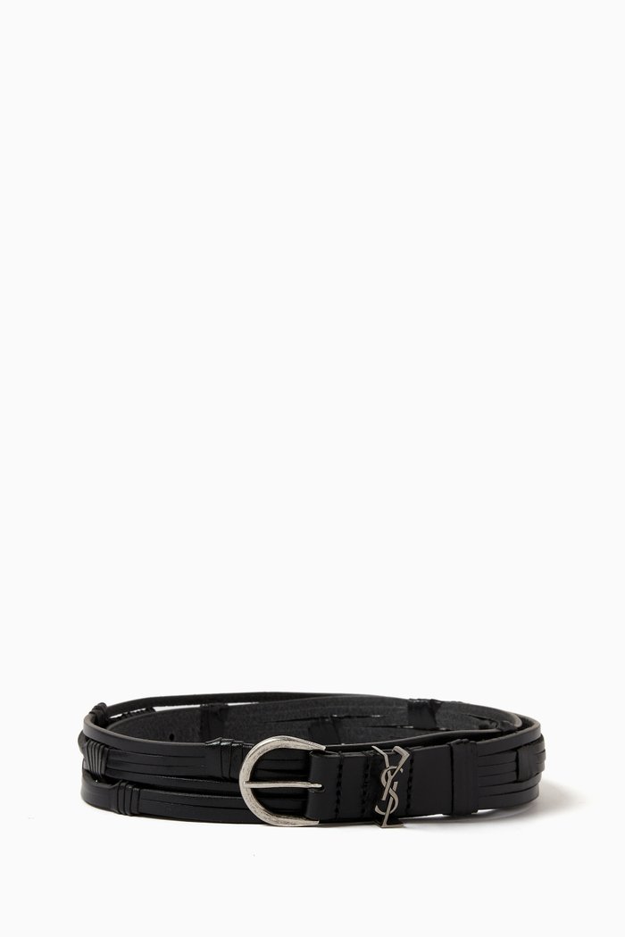 

Croissant De Lune Thin Belt in Leather, Black