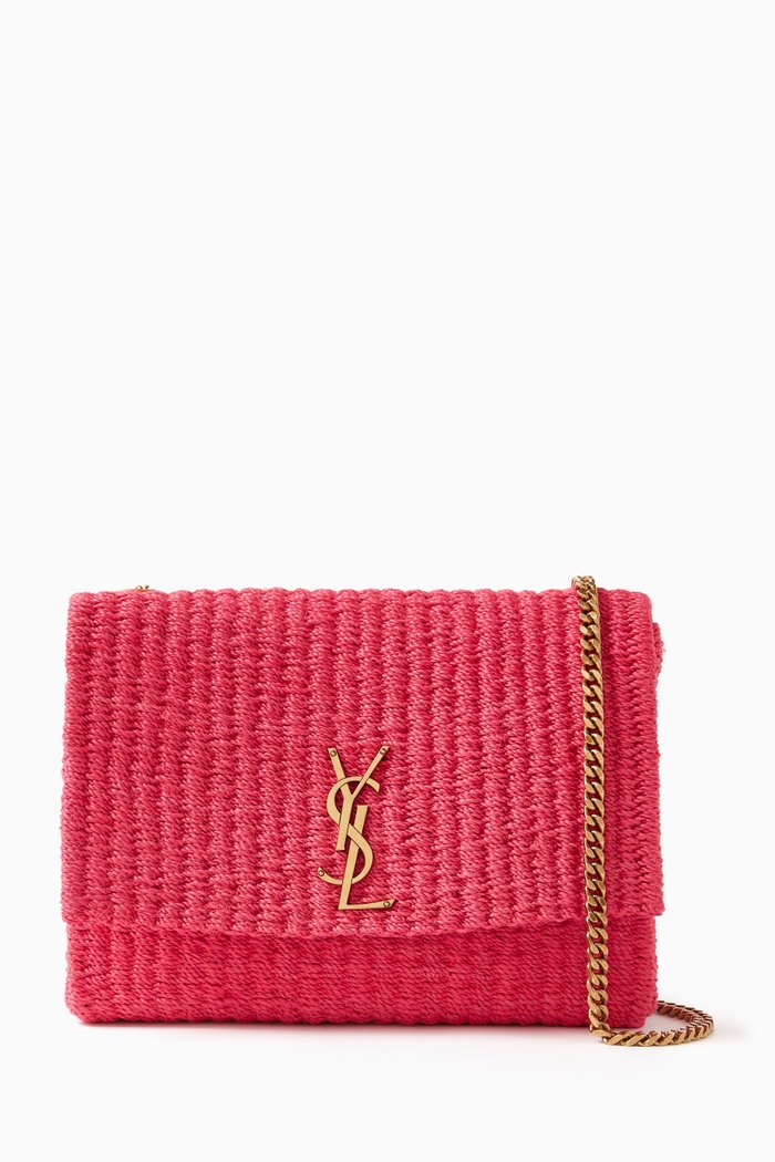 

Medium Kate Bag in Raffia, Pink