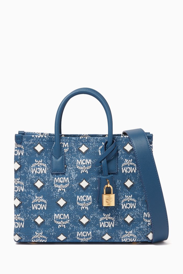

Small Munchen Tote in Denim, Blue