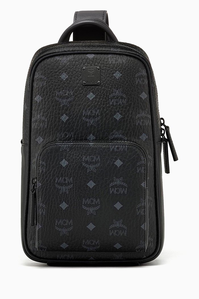 

Small Aren Sling Bag in Visetos, Black