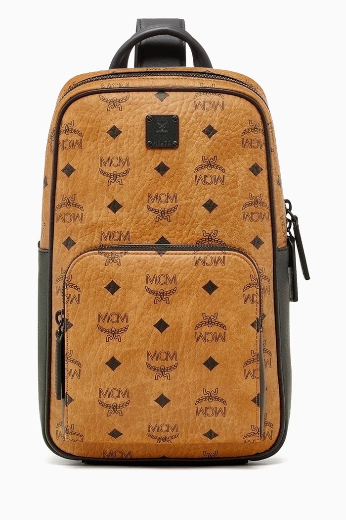 

Small Aren Sling Bag in Visetos, Brown