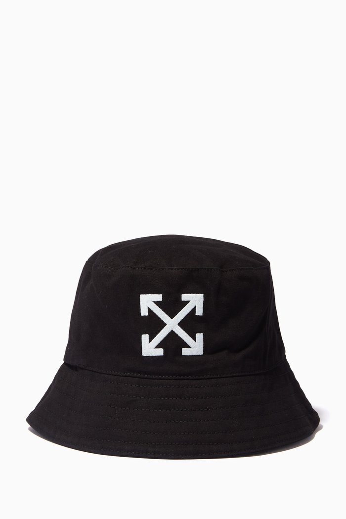 

Arrow Bucket Hat in Cotton, Black
