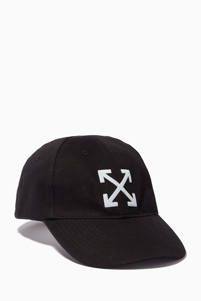 Arrow Baseball Cap in Cotton, Black