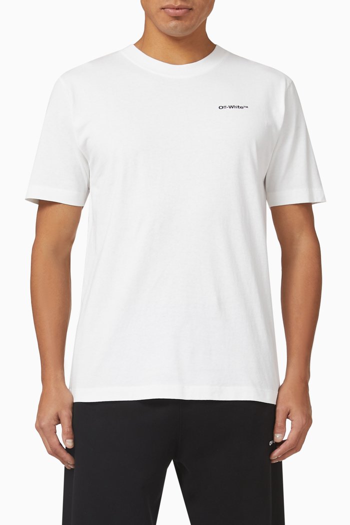 

Wave Diag-Stripe Outline Print T-shirt in Cotton, White