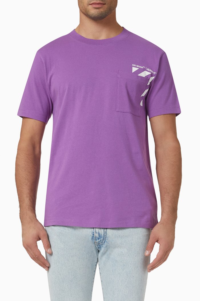 

Diag Pocket Slim T-shirt in Cotton, Purple