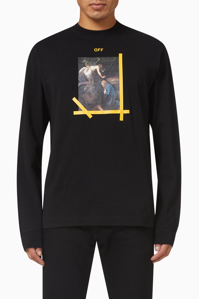 

Arrow Cravaggio Print Skate T-shirt in Cotton Jersey, Black