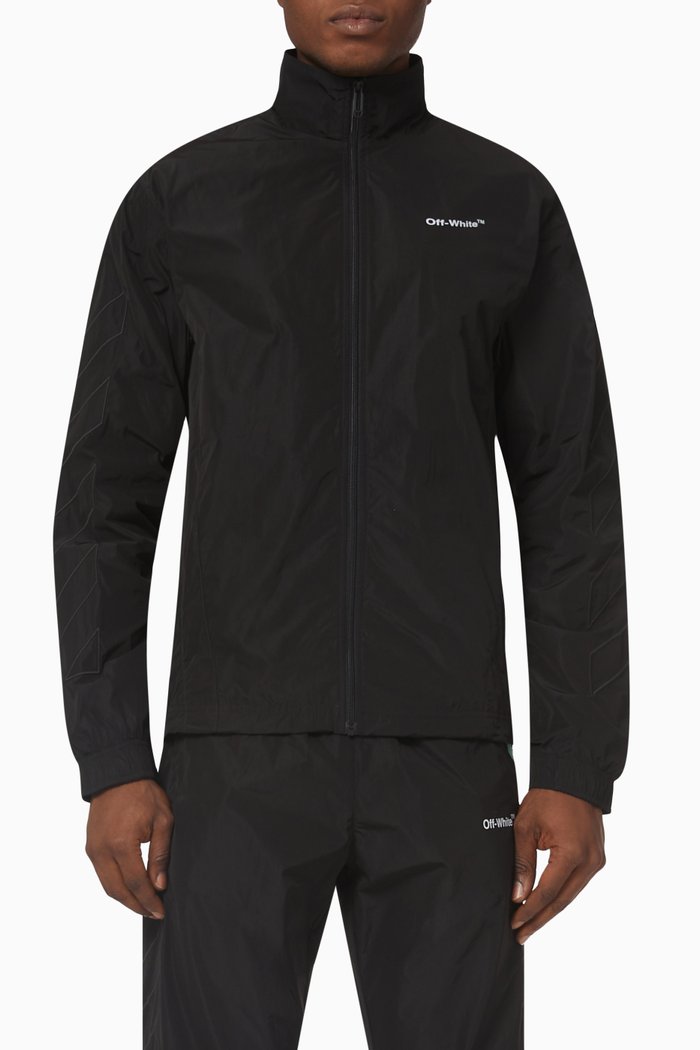 

Diagonals Track Jacket in Nylon, Black