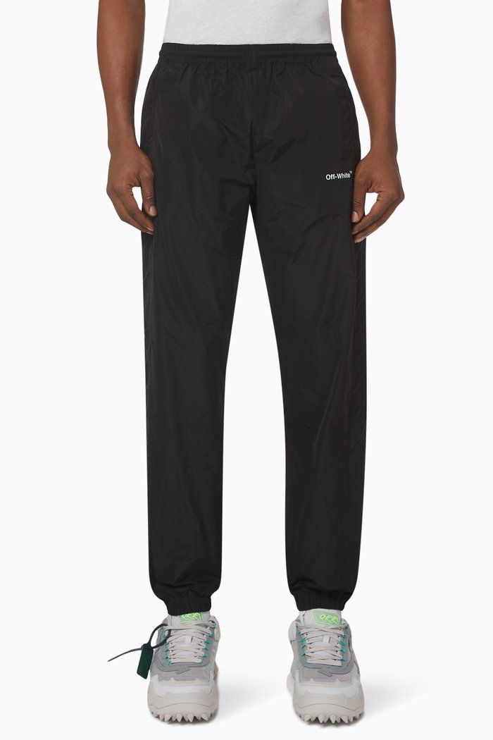 

Diagonals Track Pants in Nylon, Black