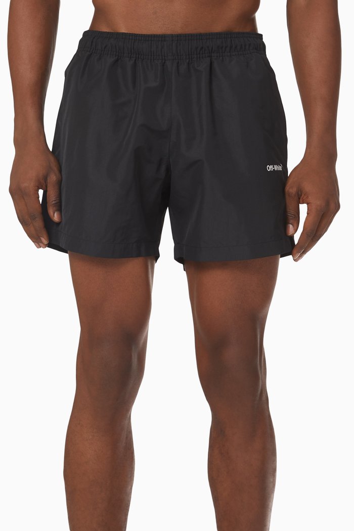 

Diagonals Swim Shorts in Nylon, Black