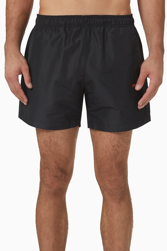 

Diag Outline Swim Shorts in Technical Fabric, Black