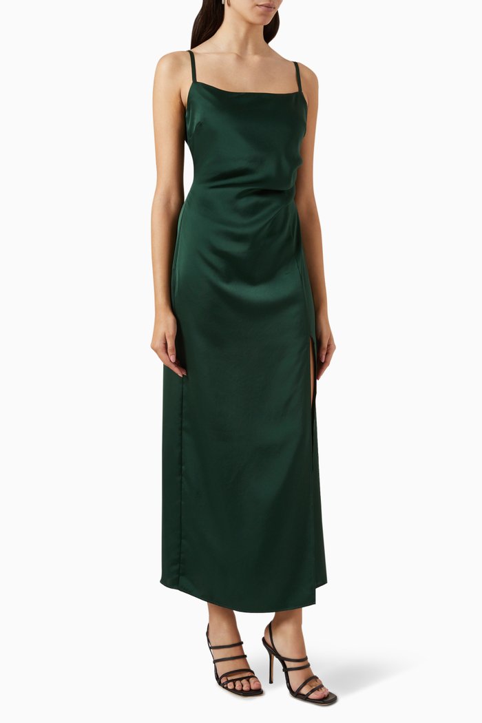 

Immunity Maxi Dress in Japanese Cupro, Green