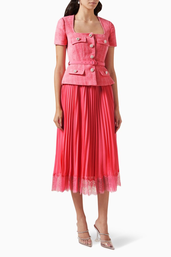 

Midi Dress in Bouclé & Chiffon, Pink
