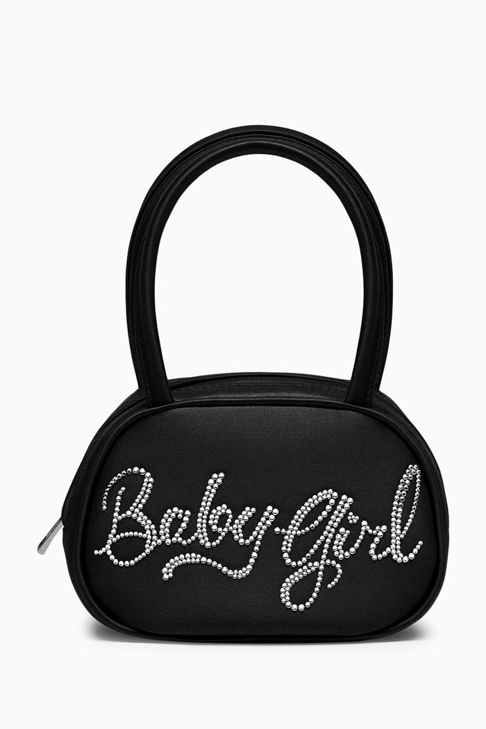

Super Amini Baby Girl Top-handle Bag in Satin, Black