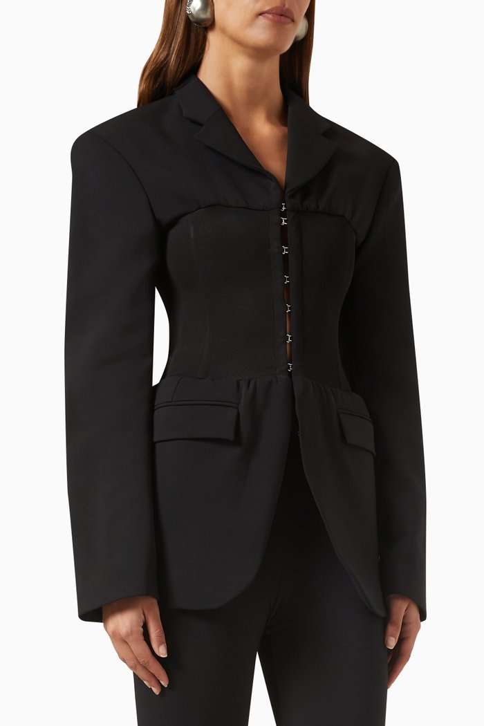 

Corset Tube Blazer in Wool-blend, Black