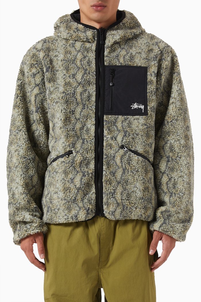 

Reversible Hoodie in Sherpa Fleece, Grey
