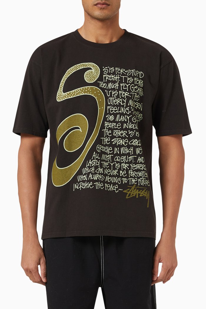 

S Talk T-shirt in Cotton Jersey, Black