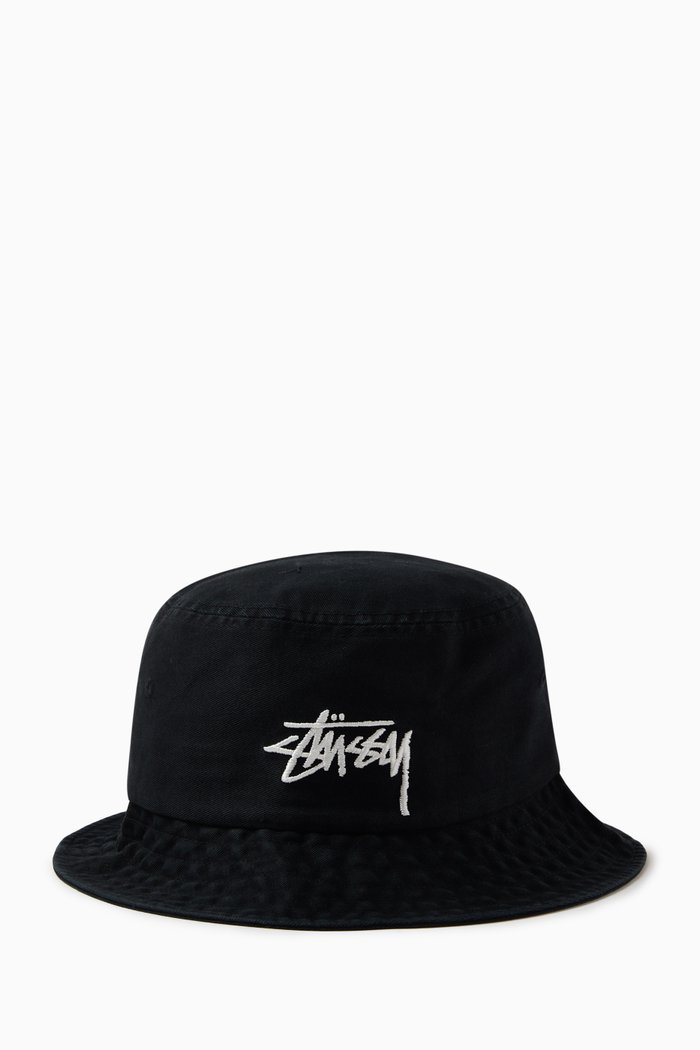 

Big Stock Bucket Hat in Cotton, Black