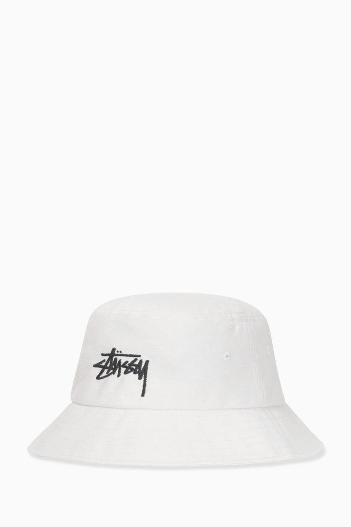 

Big Stock Bucket Hat in Cotton, White
