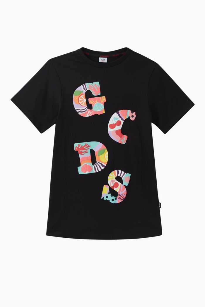 

Logo Print T-shirt Dress in Cotton, Black