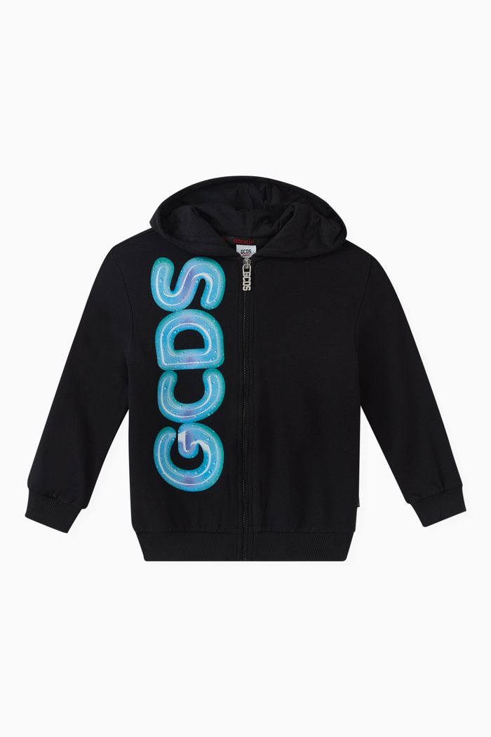 

Logo Print Hoodie in Cotton, Black