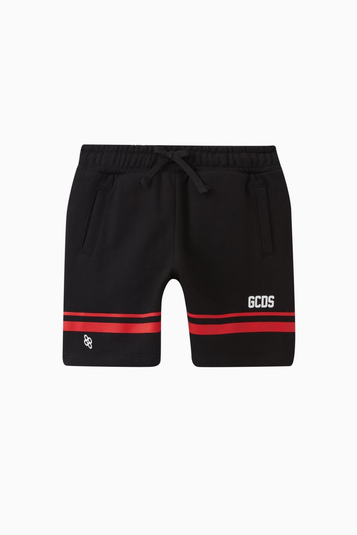 

Contrasting Stripe Bermuda Shorts in Cotton, Black
