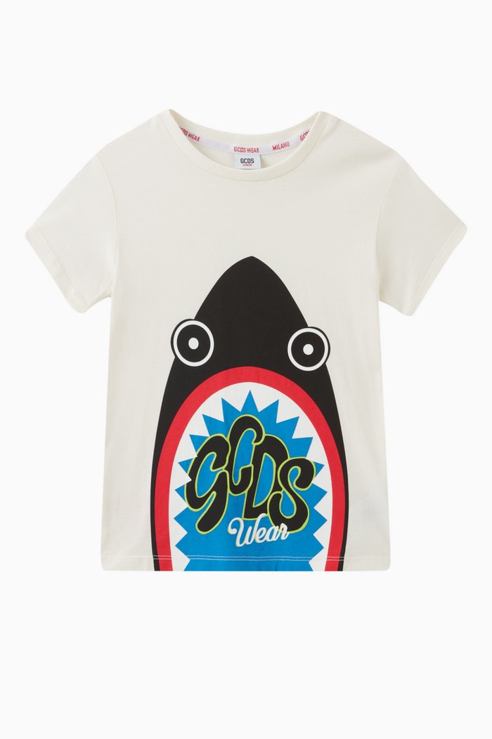 

Shark Print T-shirt in Cotton, Neutral